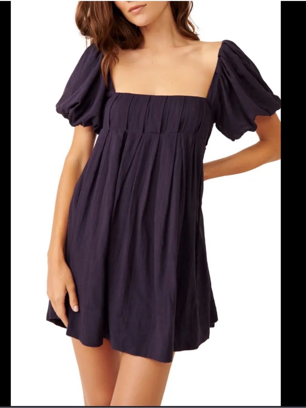 Free People Navy Marina Tie Back Babydoll Mini Dress